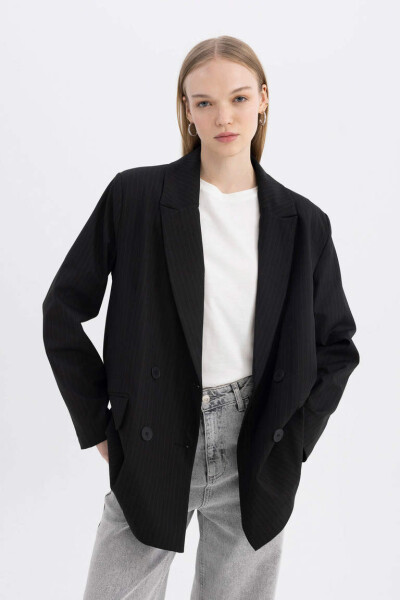 Coool Oversize Fit Blazer Ceket Siyah - 6