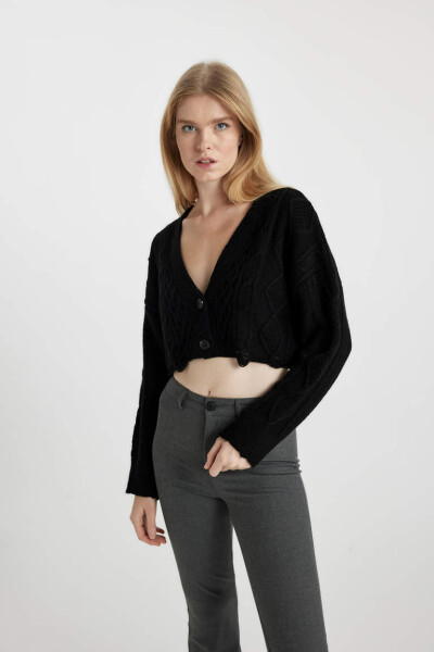 Coool Regular Fit V-Neck Knit Cardigan Black - 4