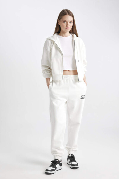 Coool Standard Fit Hooded Zip-Up Sweatshirt Dirty White - 8