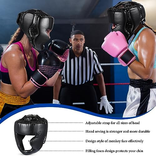 Copkim 2 Pcs Boxing Headgear MMA Training Sparring Gear Muay Thai Headgear Adjustable Taekwondo Helmet for Kickboxing Sparring Trainees Youth Adult Men - 4