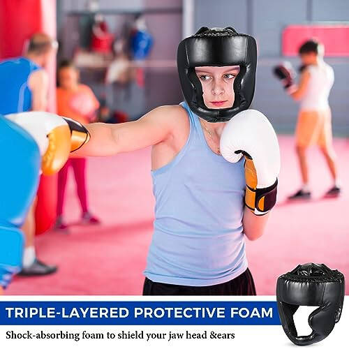 Copkim 2 Pcs Boxing Headgear MMA Training Sparring Gear Muay Thai Headgear Adjustable Taekwondo Helmet for Kickboxing Sparring Trainees Youth Adult Men - 6