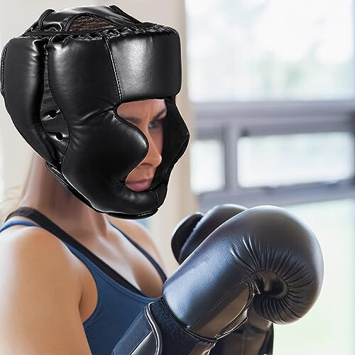 Copkim 2 Pcs Boxing Headgear MMA Training Sparring Gear Muay Thai Headgear Adjustable Taekwondo Helmet for Kickboxing Sparring Trainees Youth Adult Men - 7