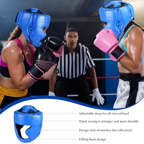 Copkim 2 Pcs Boxing Headgear MMA Training Sparring Gear Muay Thai Headgear Adjustable Taekwondo Helmet for Kickboxing Sparring Trainees Youth Adult Men - 4