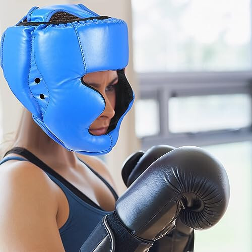 Copkim 2 Pcs Boxing Headgear MMA Training Sparring Gear Muay Thai Headgear Adjustable Taekwondo Helmet for Kickboxing Sparring Trainees Youth Adult Men - 7