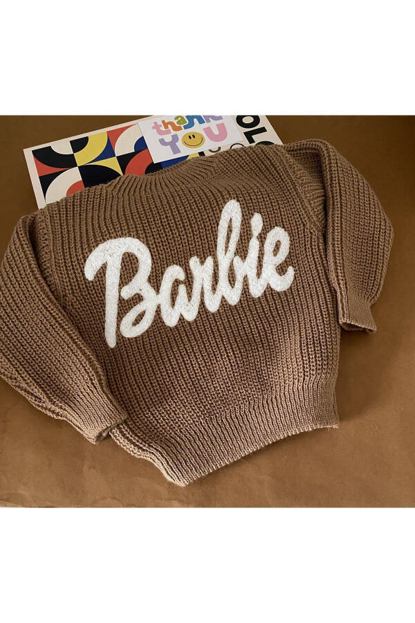 COPY - MINIBONCLUB BARBIE BABY KIDS WOOL SWEATER - BARBIE COFFEE - 1