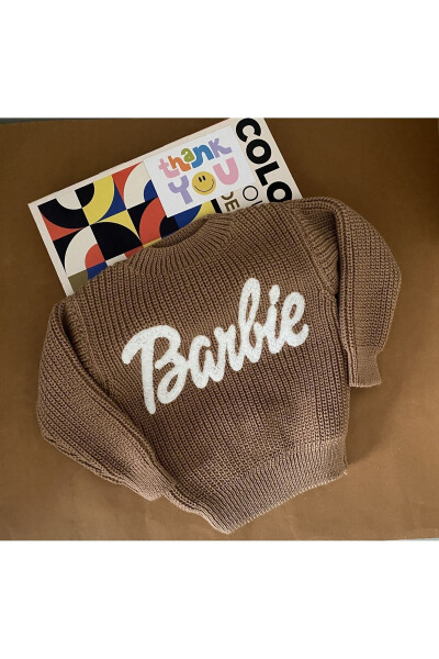 COPY - MINIBONCLUB BARBIE BABY KIDS WOOL SWEATER - BARBIE COFFEE - 3