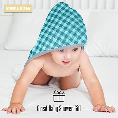 CORAL DOCK 3 Pack Baby Hooded Bath Towel Sets, Ultra Absorbent Baby Essentials Item for Newborn Boy Girl, Baby Bath Shower Towel Gifts for Infant and Toddler - Classic Neutral Plaid - 10