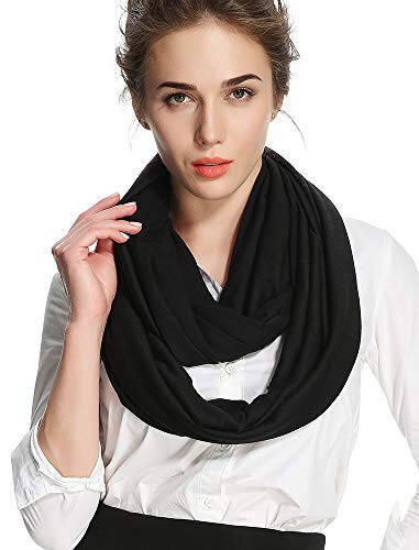 Corciova Black Soft Girl Women Infinity Wrap Scarf Stretchy Jersey Knit Sleep Head Circle Scarf Continuous Loop Light Weight - 4