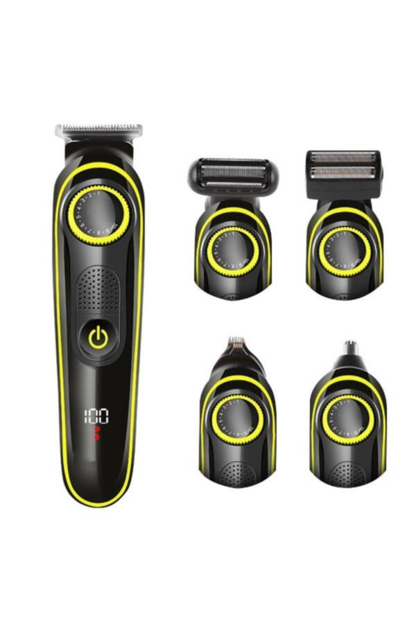 Cordless 5 in 1 Hair Beard Body Shaver Rechargeable Men's Grooming Set with LED Display - 8