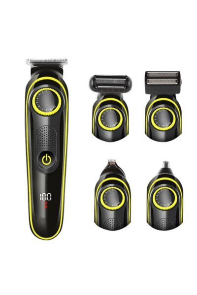 Cordless 5 in 1 Hair Beard Body Shaver Rechargeable Men's Grooming Set with LED Display - 3