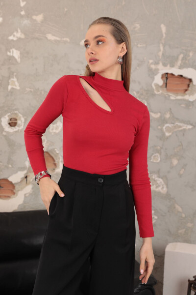 Corset Fabric Drop Funny Fisherman Collar Women's Blouse - Red - 1