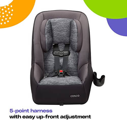 Cosco Mighty Fit 65 DX Convertible Car Seat (Heather Onyx Gray) & Topside Backless Booster Car Seat, Lightweight 40-100 lbs, Rainbow - 4