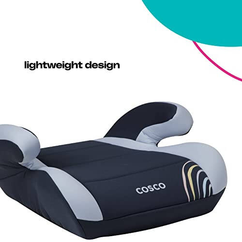 Cosco Mighty Fit 65 DX Convertible Car Seat (Heather Onyx Gray) & Topside Backless Booster Car Seat, Lightweight 40-100 lbs, Rainbow - 7