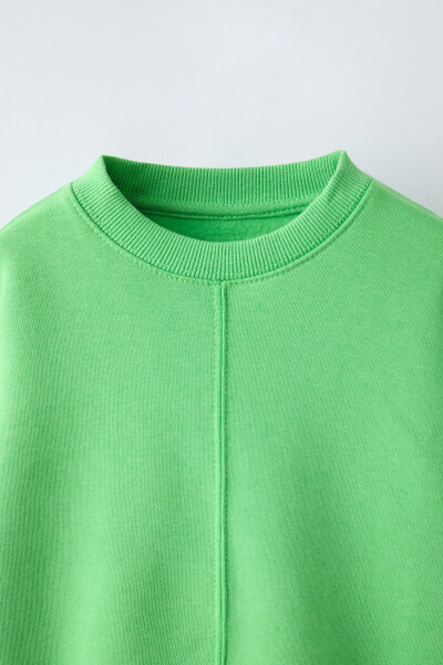 Cotton Basic Sweatshirt - Green / Ecru - 4