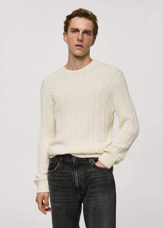 Cotton blend knit sweater - Off white - 13