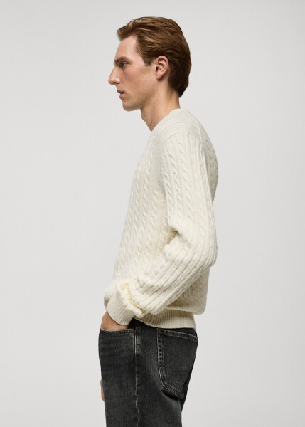 Cotton blend knit sweater - Off white - 16