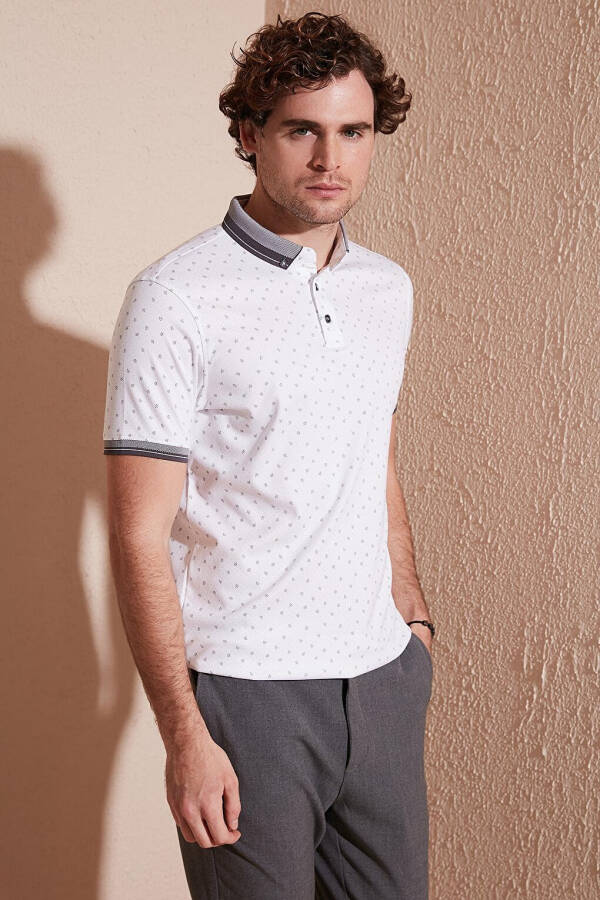 Cotton Blend Patterned Slim Fit Polo Shirt 646B3250 - 1