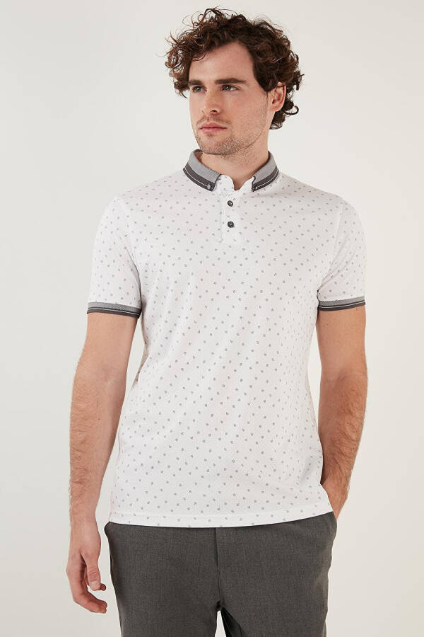 Cotton Blend Patterned Slim Fit Polo Shirt 646B3250 - 3