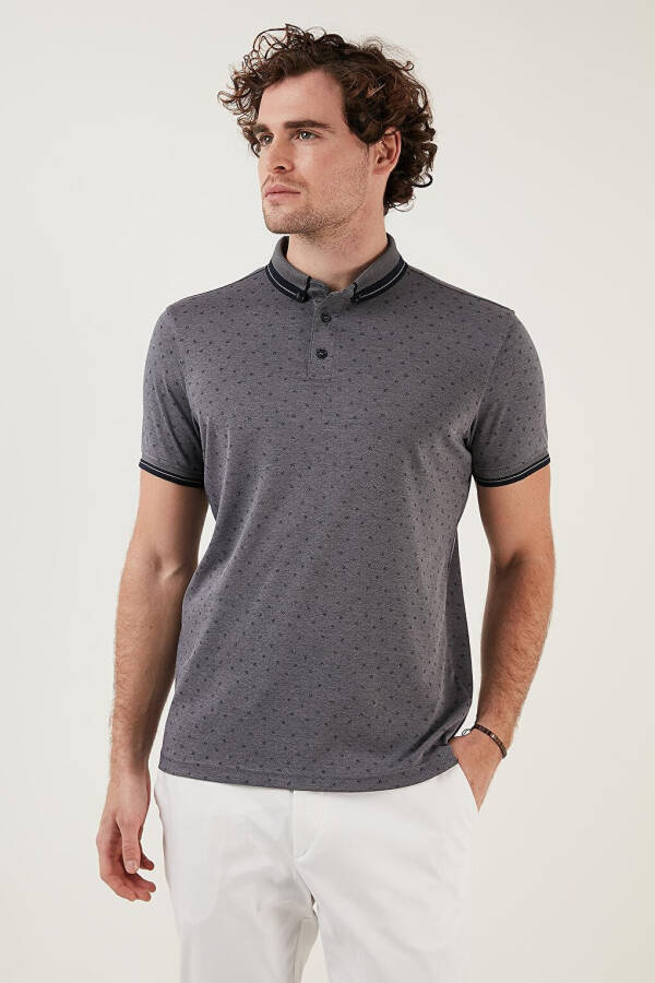 Cotton Blend Patterned Slim Fit Polo Shirt 646B3250 - 1