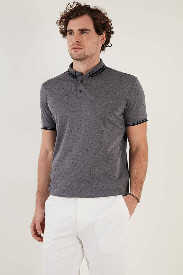 Cotton Blend Patterned Slim Fit Polo Shirt 646B3250 - 3