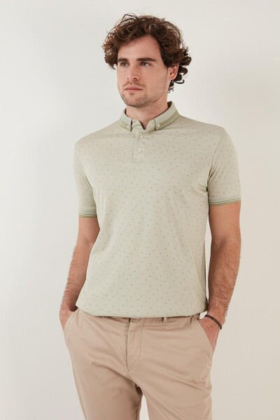 Cotton Blend Patterned Slim Fit Polo Shirt 646B3250 - 1