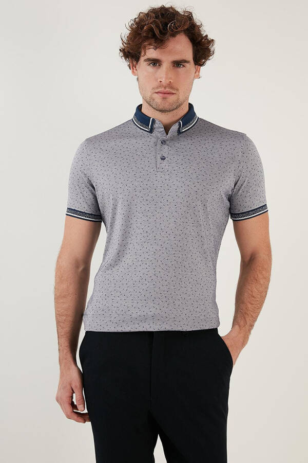 Cotton Blend Patterned Slim Fit Polo T Shirt 646B3200 - 1