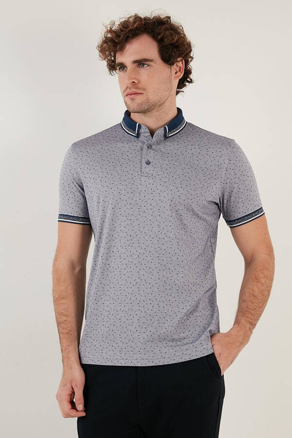 Cotton Blend Patterned Slim Fit Polo T Shirt 646B3200 - 3