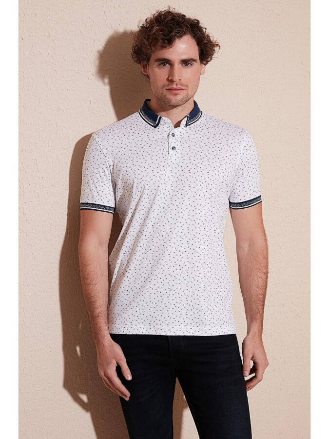 Cotton Blend Patterned Slim Fit Polo T-Shirt 646B3200 - 1