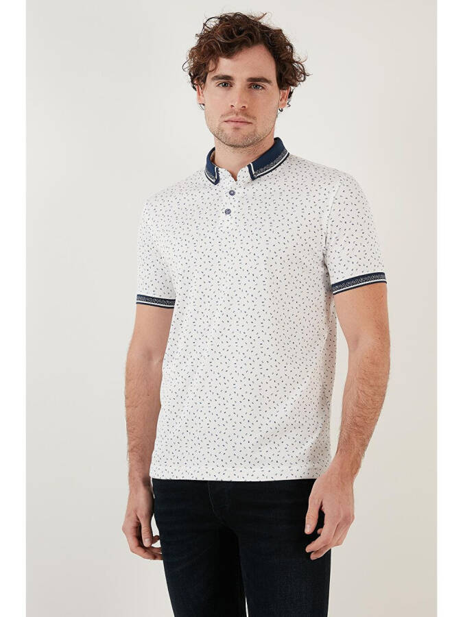 Cotton Blend Patterned Slim Fit Polo T-Shirt 646B3200 - 3