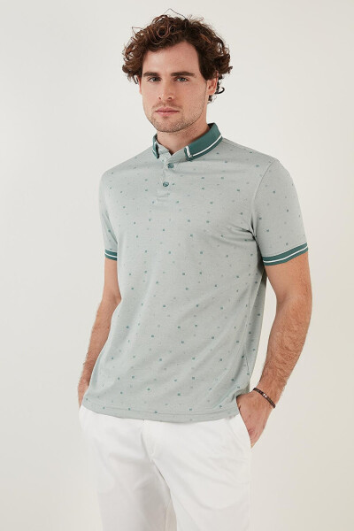 Cotton Blend Patterned Slim Fit Polo T Shirt 646B3210 - 1