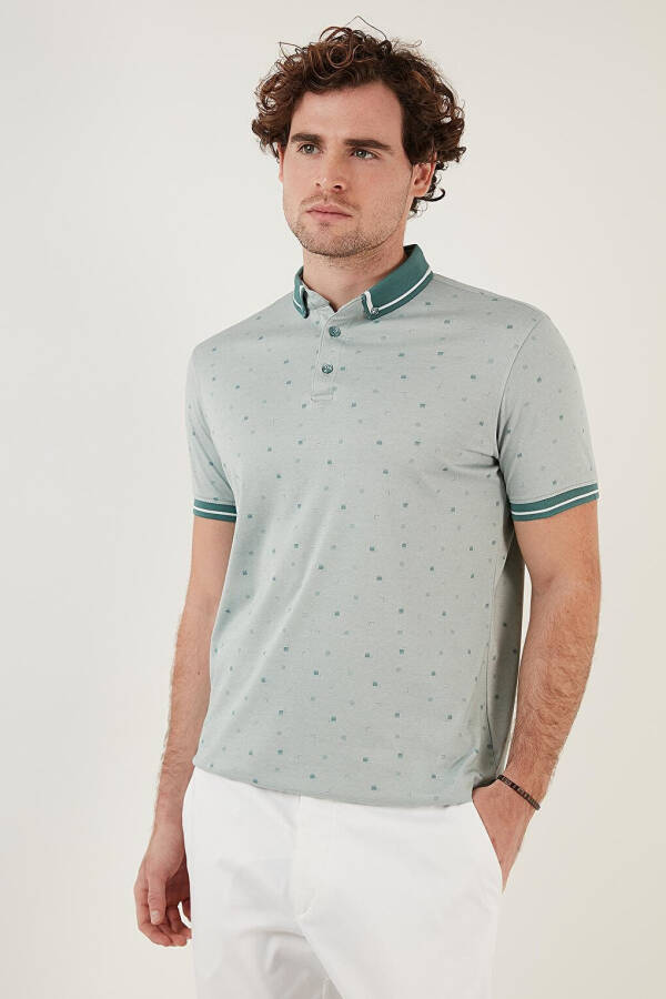 Cotton Blend Patterned Slim Fit Polo T Shirt 646B3210 - 5