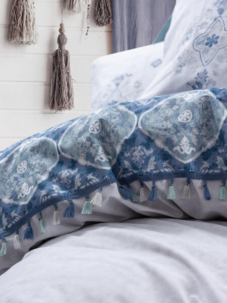 Cotton Box Candy Double Bed Linen Set Jeni Blue - 5