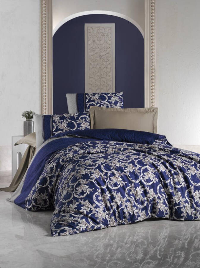 Cotton Box Cotton Satin Duvet Cover Set Double Pera Navy - 3