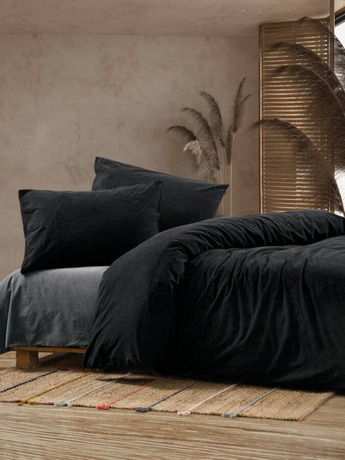 Cotton Box Crash Double Bed Duvet Set Black - 7