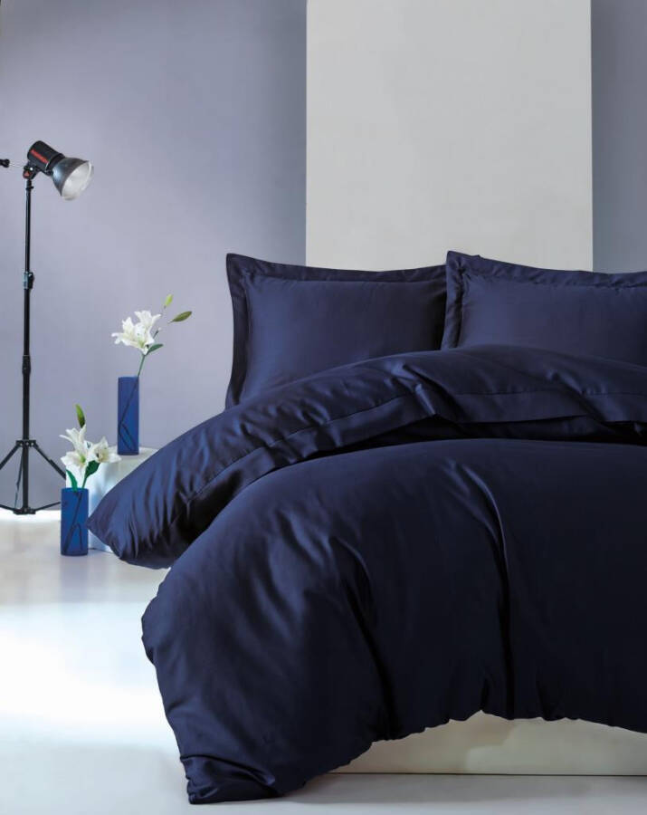 Cotton Box Double Sateen Bedding Set Elegante Navy Blue - 2