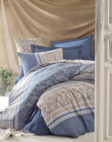 Cotton Box Earth Greenhouse Navy Double Bed Linen Set - 2