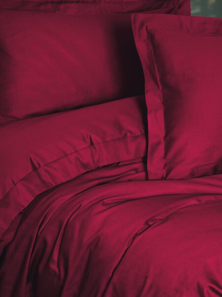 Cotton Box Elegant Burgundy Double Satin Duvet Cover Set - 1