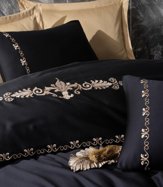 Cotton Box Embroidered Double Satin Bed Linen Set Gloria Gold - 4