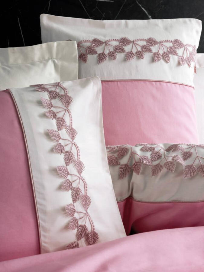 Cotton Box Embroidered Double Satin Bed Linen Set Niobe Pink - 9