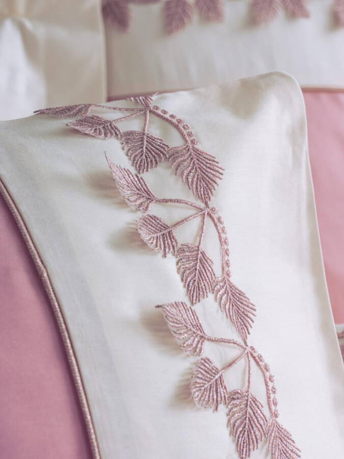 Cotton Box Embroidered Double Satin Bed Linen Set Niobe Pink - 12