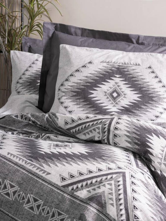 Cotton Box Etnich Duvet Cover Set Double Delos Anthracite - 6