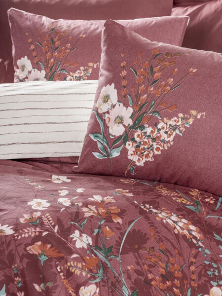 Cotton Box Feminine Double Bed Duvet Cover Set Vina Burgundy - 2