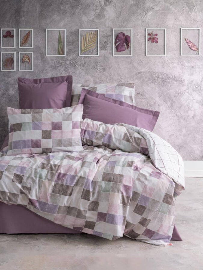 Cotton Box Minimal Double Bed Linen Set Maroon Rose - 3