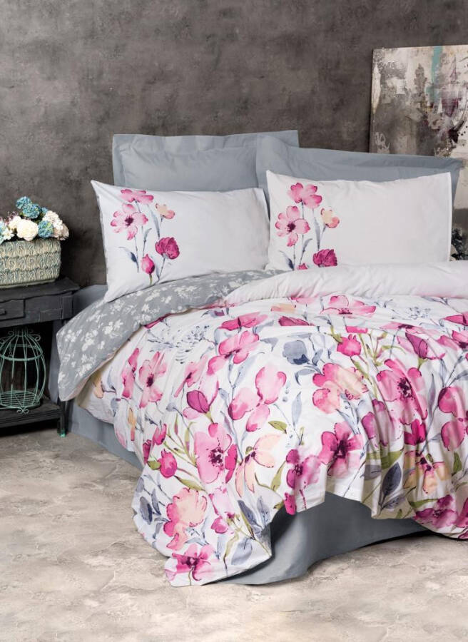 Cotton Box Ranforce Duvet Cover Set Double Carla Grey - 6