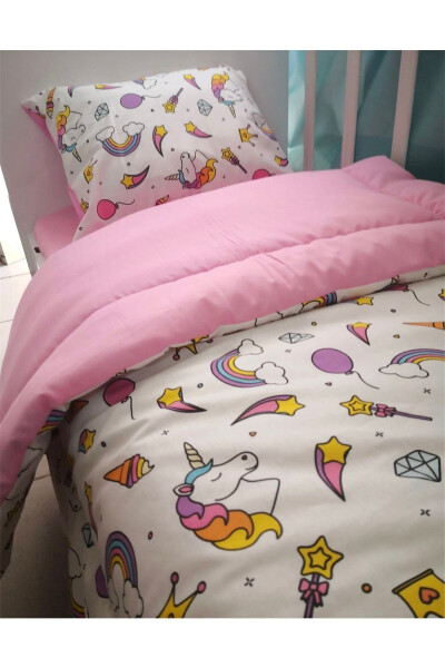 Cotton Child Single Pillow Sheet Duvet Set White Unicorn (with duvet) - 1