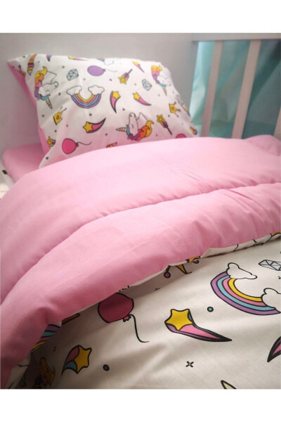 Cotton Child Single Pillow Sheet Duvet Set White Unicorn (with duvet) - 3