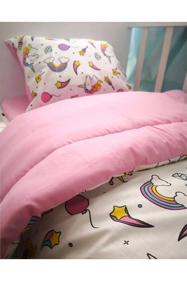 Cotton Child Single Pillow Sheet Duvet Set White Unicorn (with duvet) - 3