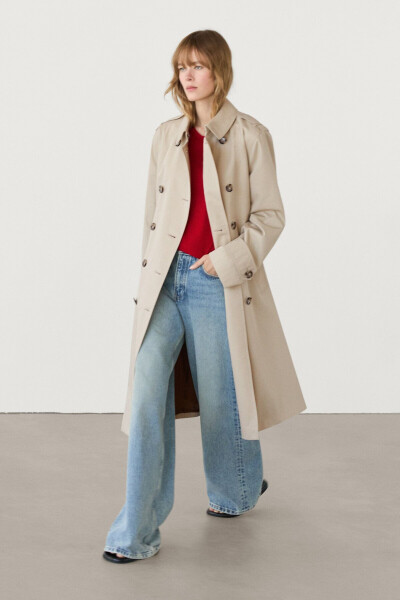 Cotton double-breasted trench coat - 3