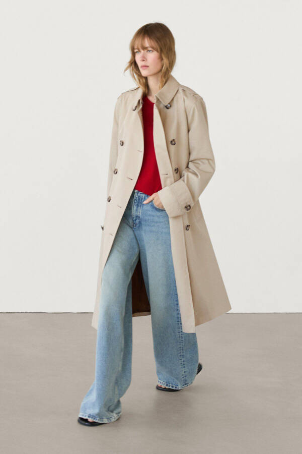 Cotton double-breasted trench coat - 3