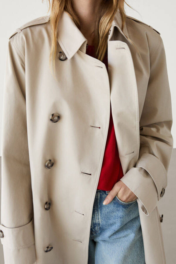 Cotton double-breasted trench coat - 4